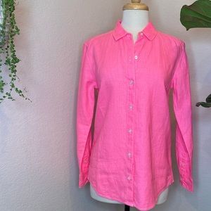 Tommy Bahama neon pink buttons down shirt 💯linen long sleeves